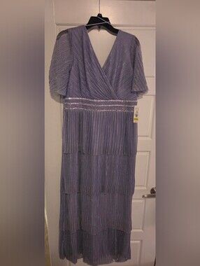 R&M Richards Iridescent Lavender Tiered Gown